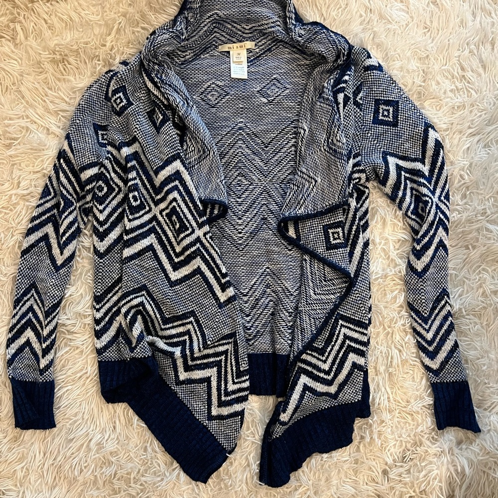 Francesca”s blue Aztec pattern cardigan, size medium